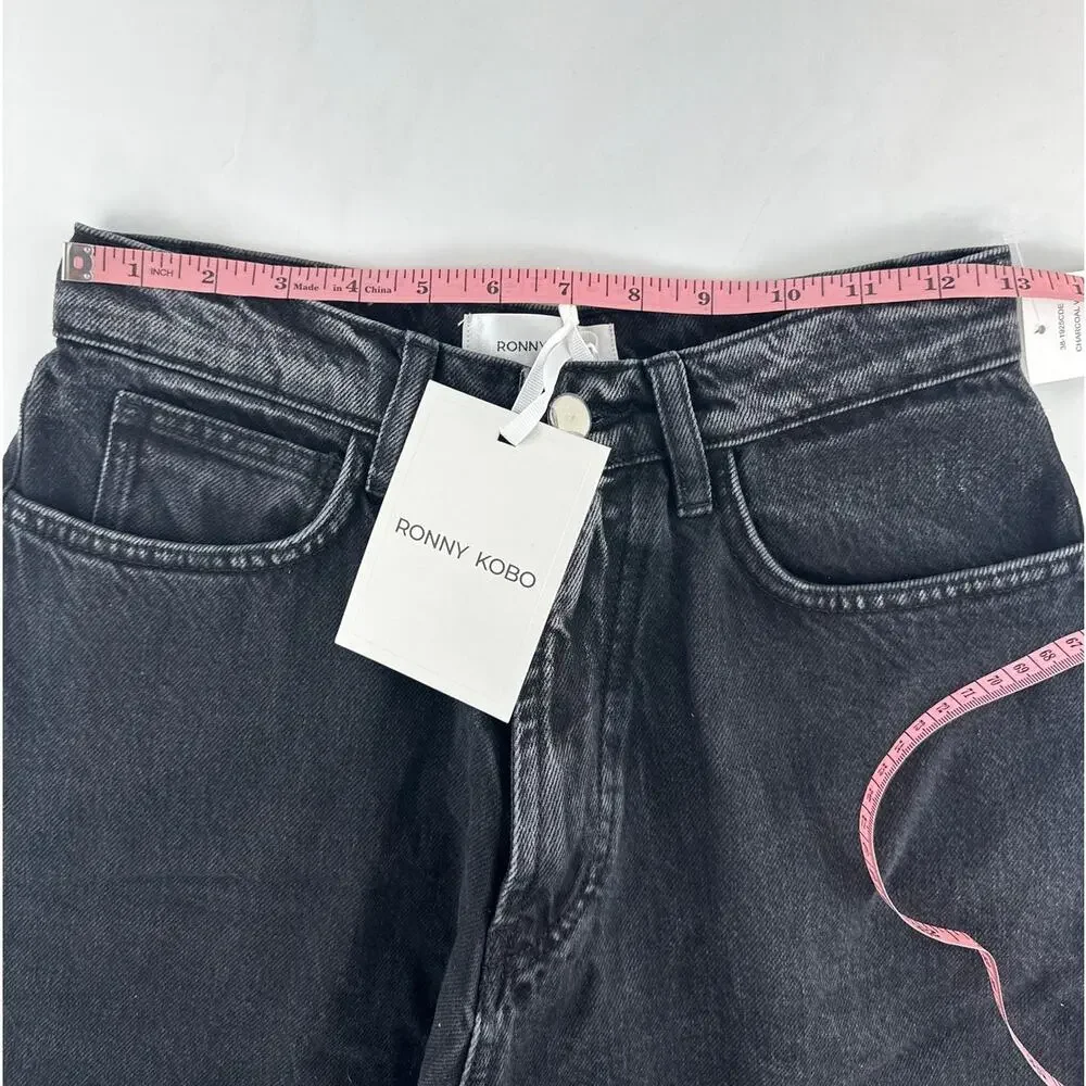 Ronny Kobo Women's Charcoal Naomi Wide Leg Jeans Size 25 - Picture 7 of 13